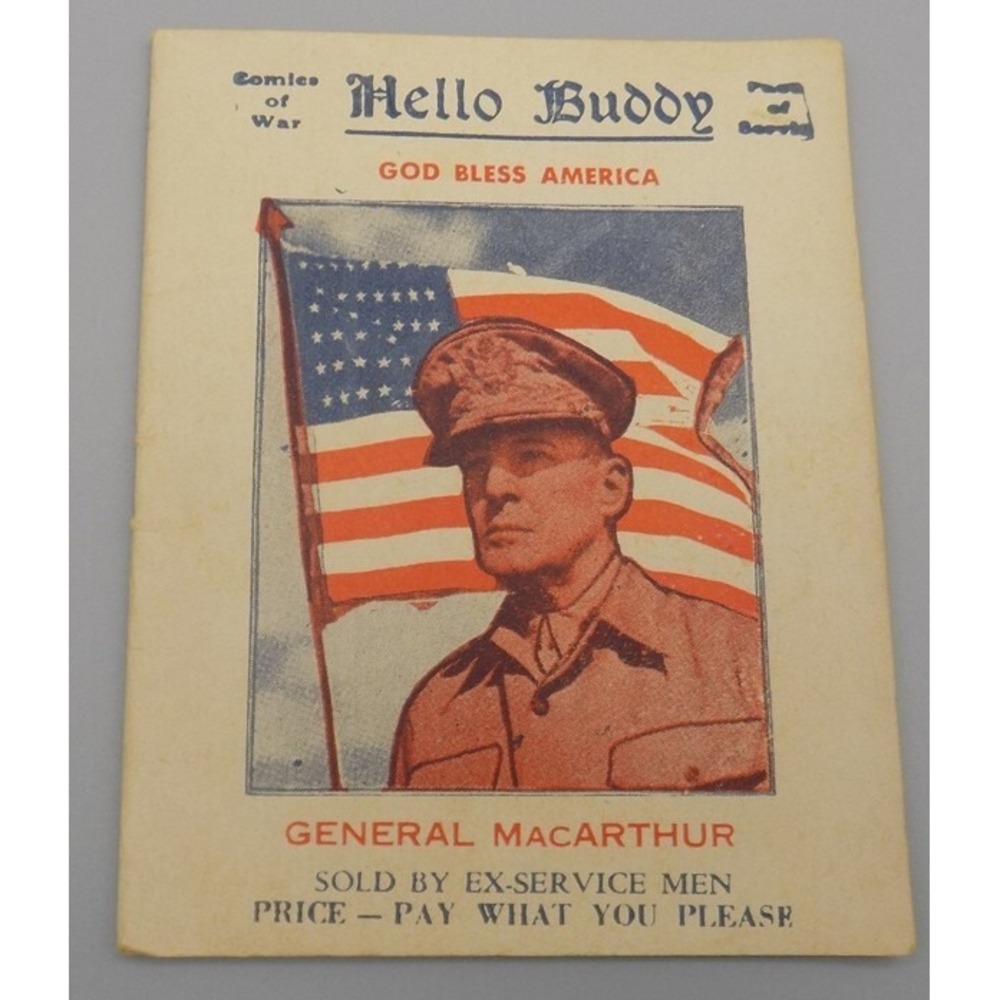 Hello Buddy Service Mens WWII Magazine Comics General MacArthur Cover Vintage